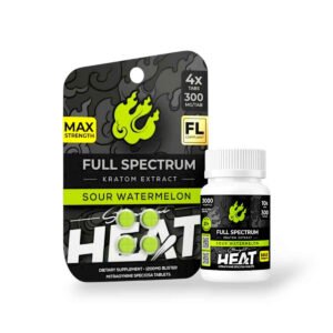 Straight Heat Full Spectrum Kratom Extract Sour Watermelon Chewable Tablets 300mg